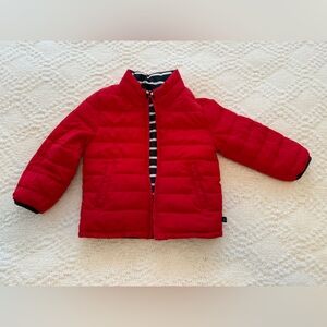 GAP Bright Red/ Navy Stripe Reversible Kids Puffer Jacket